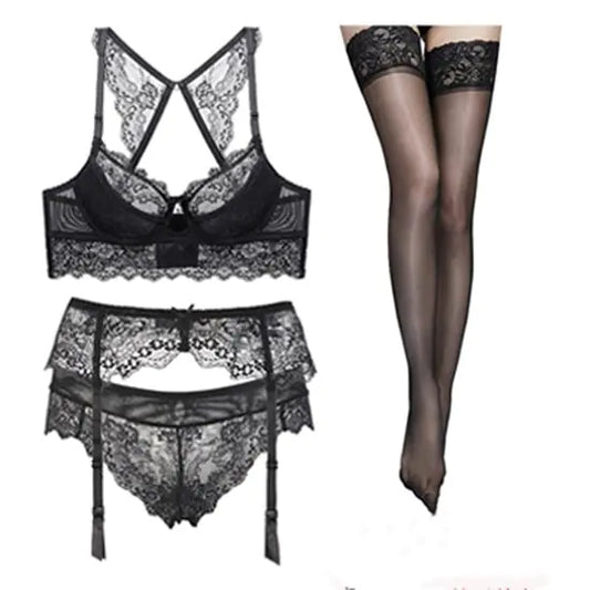 AlluraOne™ Lace Lingerie Set with Stockings for Nightclubs