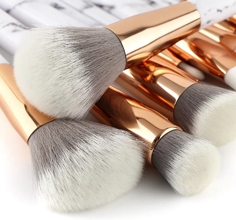AlluraOne™ Marble Makeup Brushes Set - Cosmetic Tools