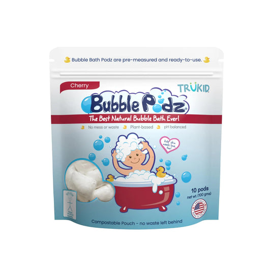 AlluraOneâ„¢ TruKid Gentle Bubble Podz for Kids with Sensitive Skin, Cherry Scented, pH Balanced (10 Pods)