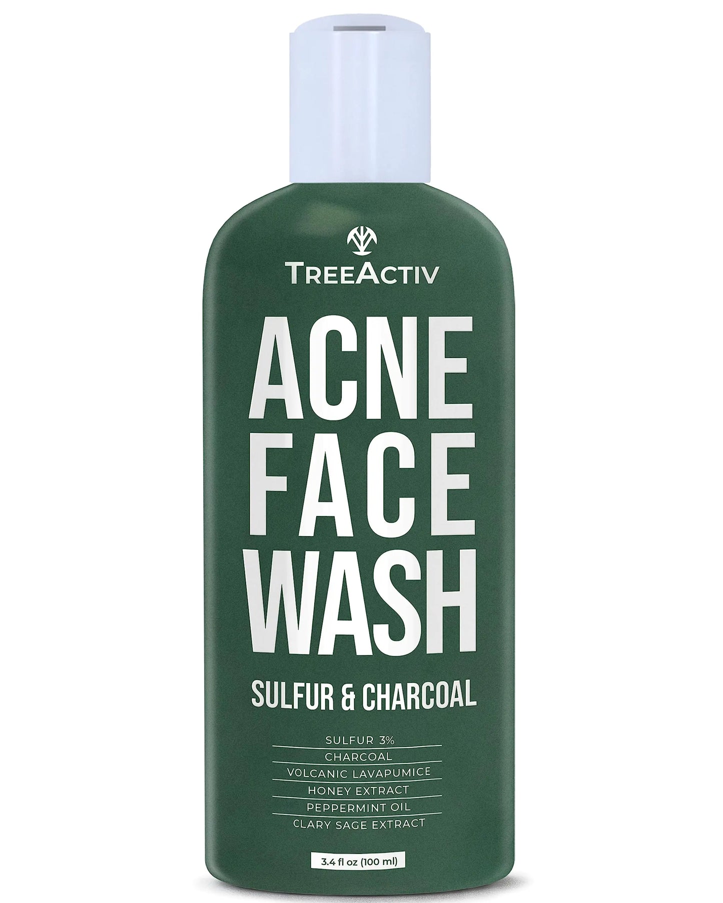 AlluraOne™ TreeActiv Purifying Charcoal Acne Cleanser 3.4 oz - Honey & Sulfur Daily Face Wash