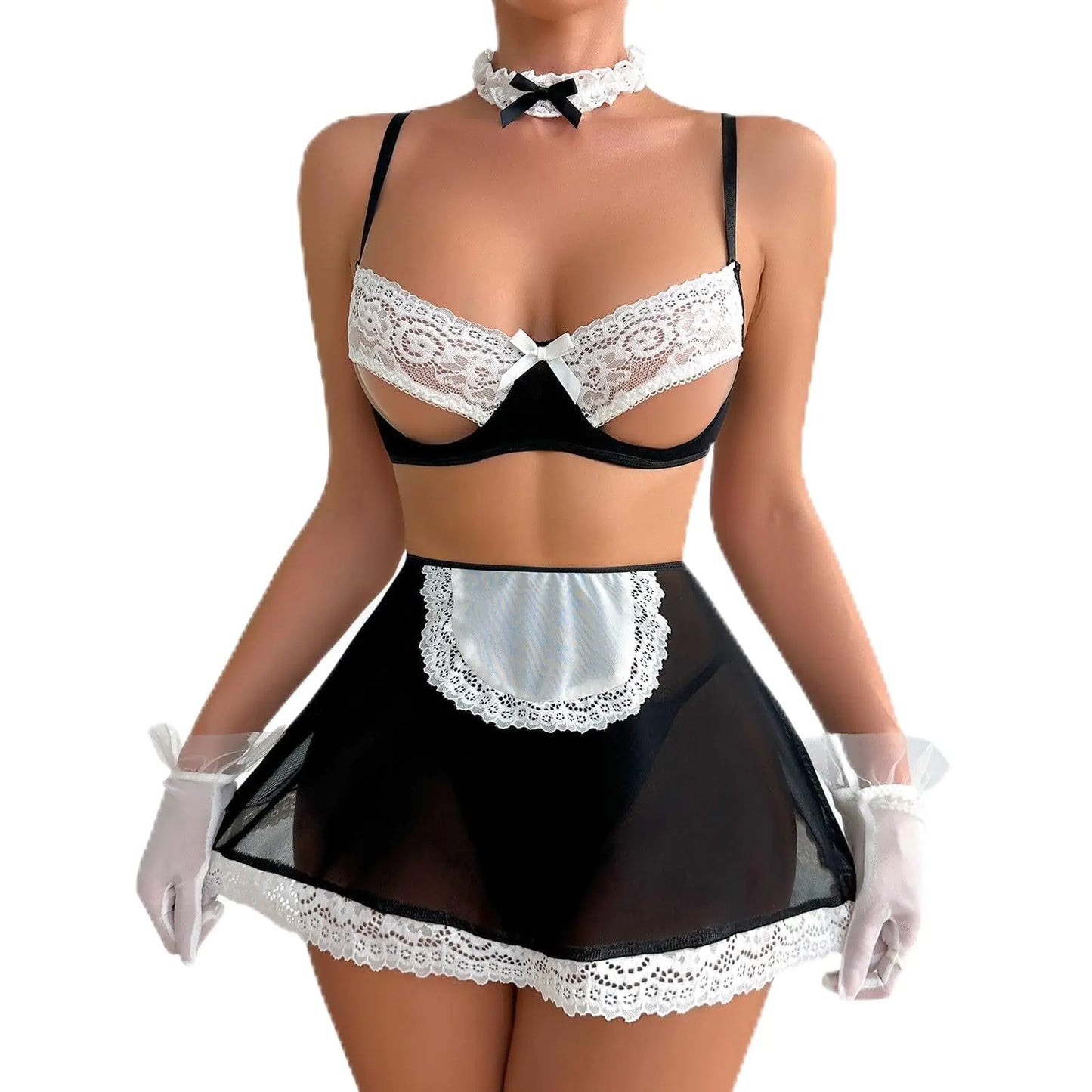 AlluraOne™ Chic Maid Cosplay Lingerie Set for Women
