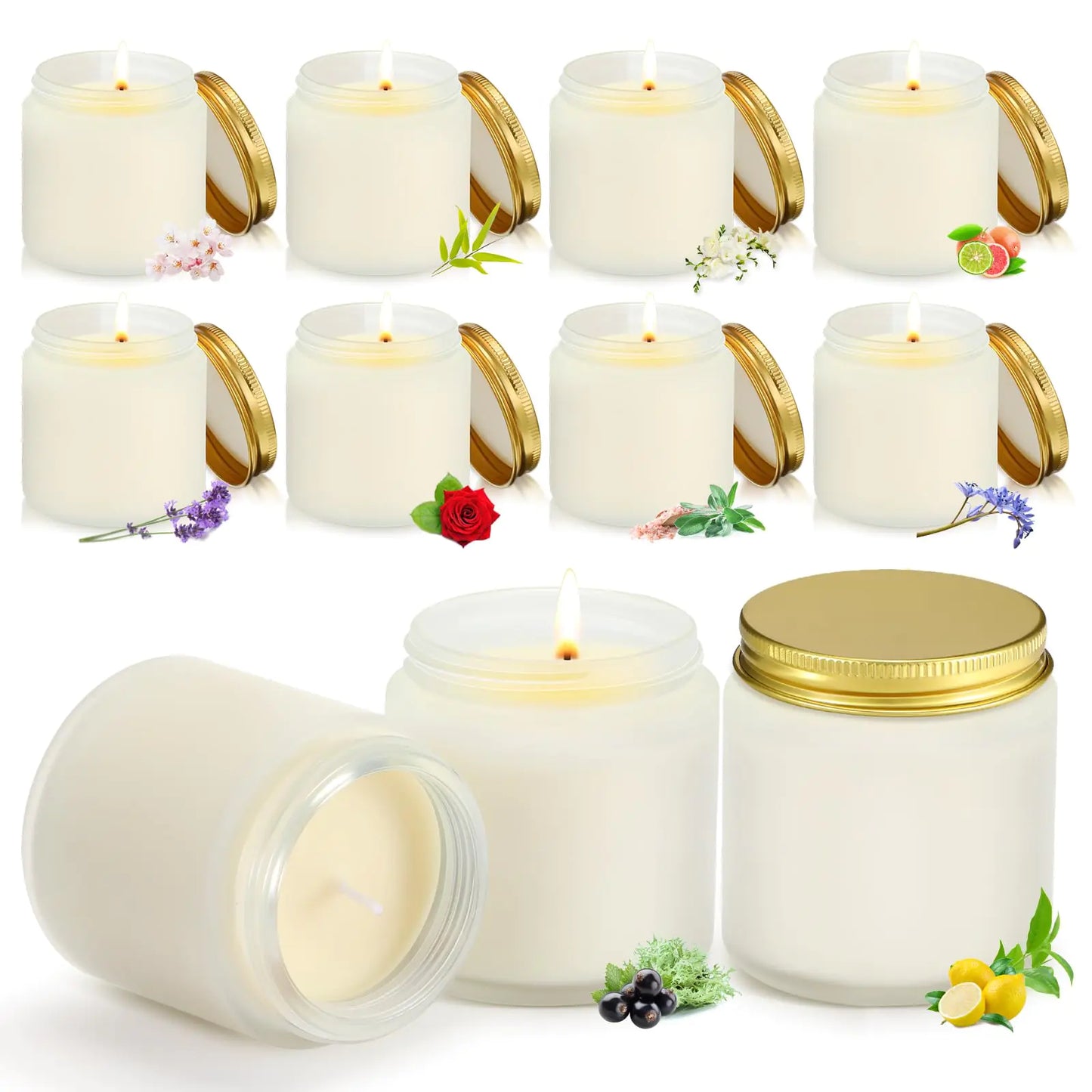 AlluraOne™ Festive Aroma 50pc Mini Candle Set - Scented Mason Jars for Celebrations