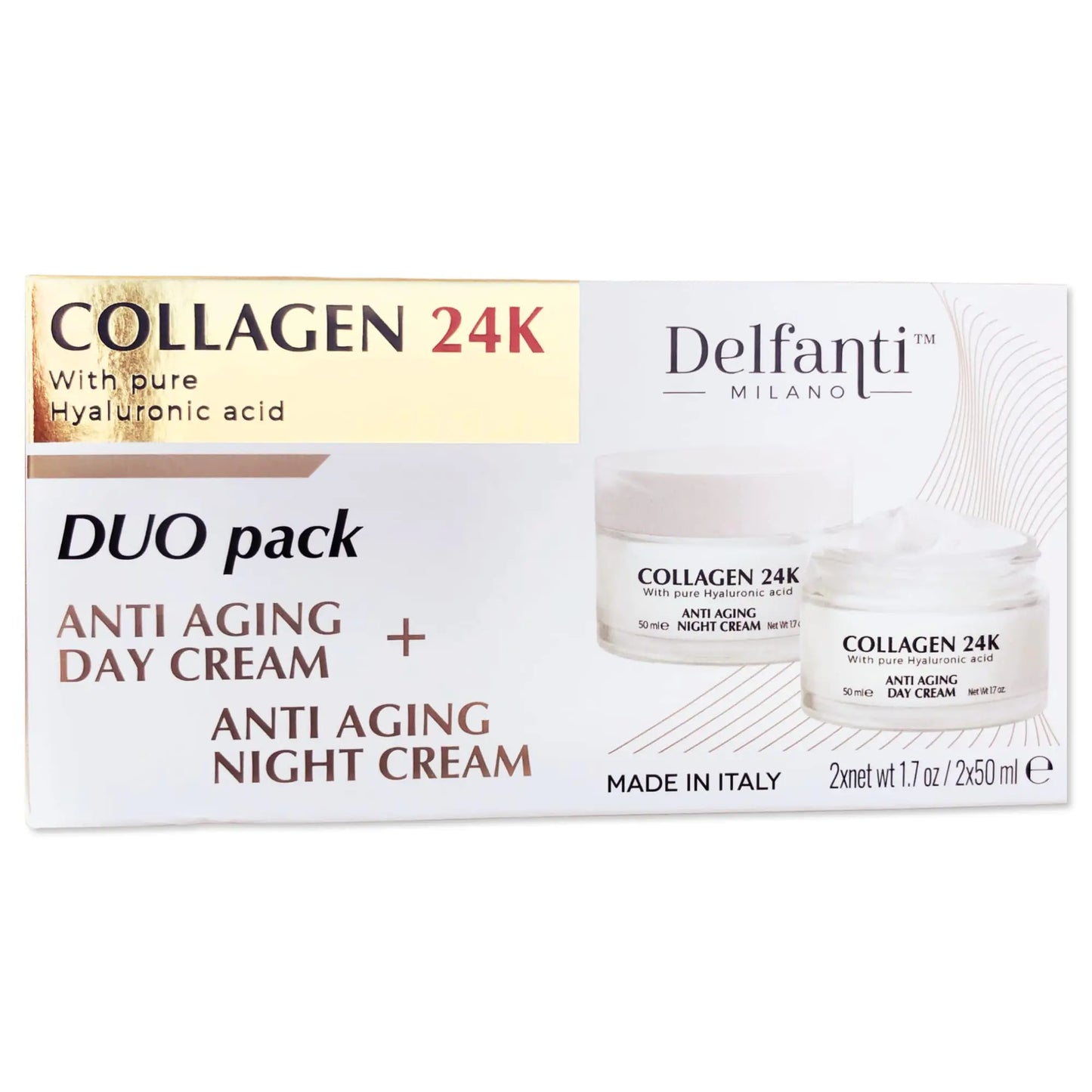 AlluraOne™ Delfanti Gold Collagen Duo • Day & Night Anti-Aging Creams