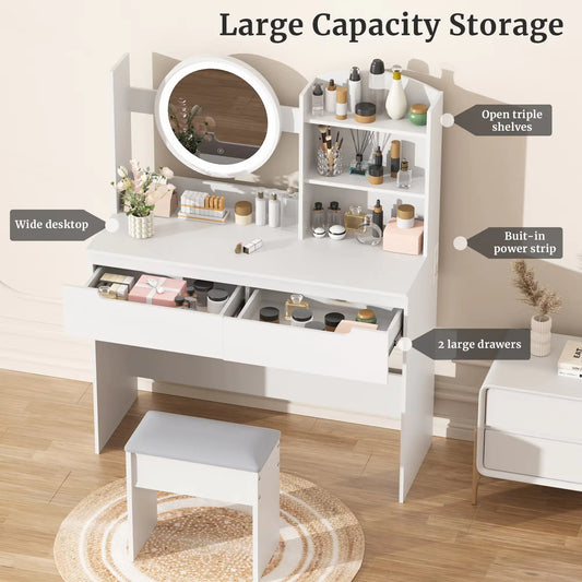 AlluraOneâ„¢ Contemporary Beauty Vanity & Mirror Set