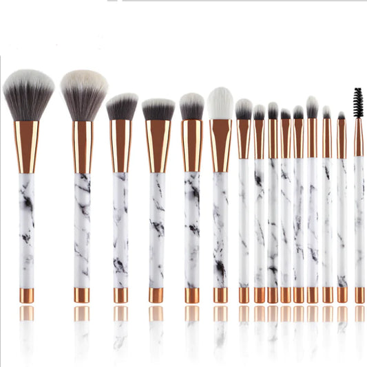 AlluraOneâ„¢ Marble Makeup Brushes Set - Cosmetic Tools