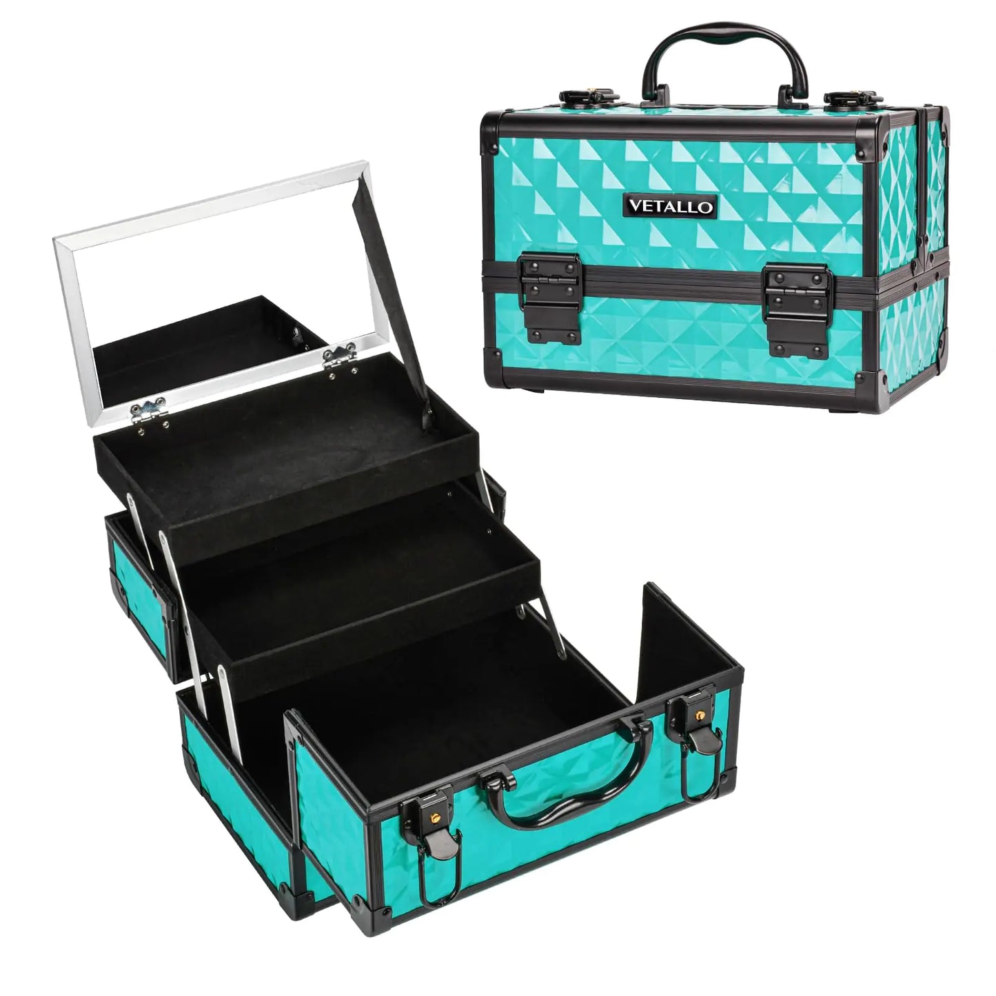 AlluraOne™ VETALLO Travel Makeup Box Lockable Makeup Box Organizer