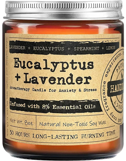 AlluraOneâ„¢ Lavender Eucalyptus Serenity Candles - 8oz Relaxation & Spa Gifts