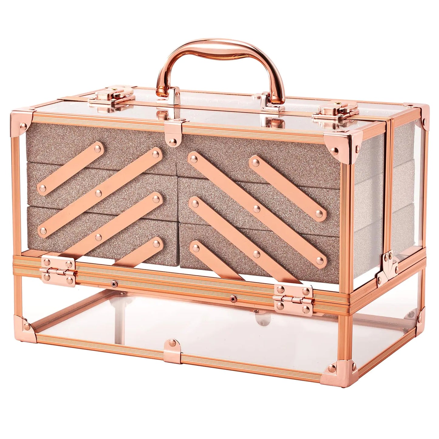 AlluraOne™ ELEGANZA Rose Gold Acrylic Makeup Organizer Case