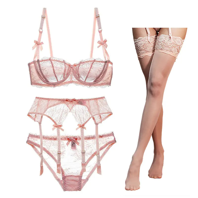 AlluraOne™   Varsbaby Lace Lingerie Set with Bra, Panties, and Stockings