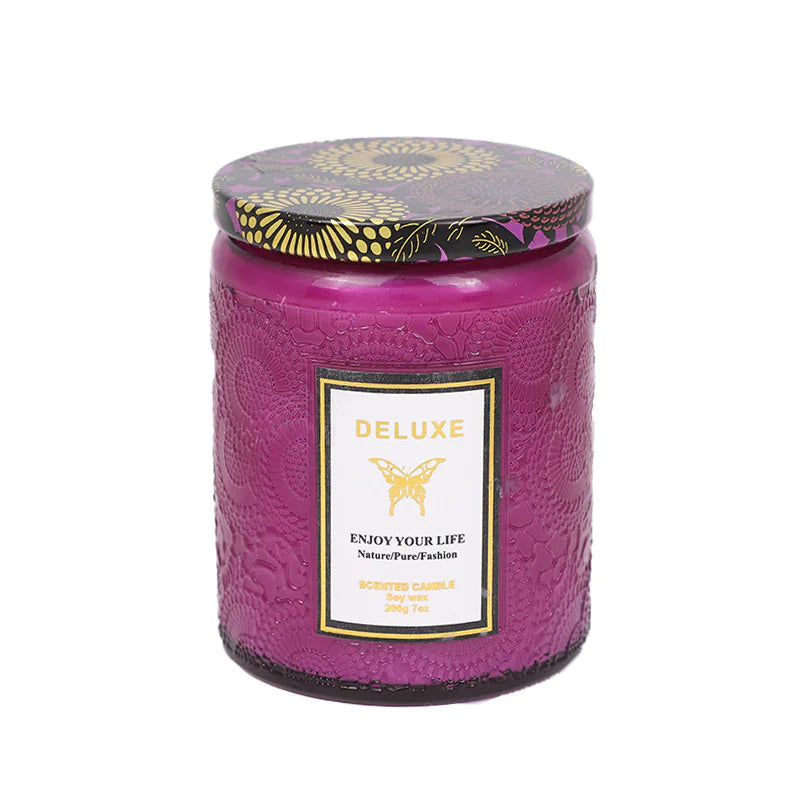 AlluraOne™   Embossed Glass Soy Aromatherapy Candles
