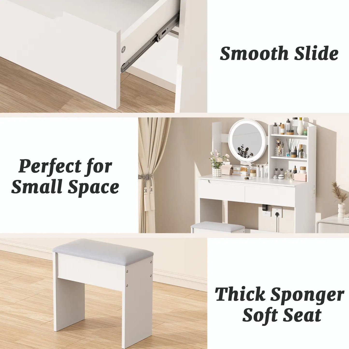 AlluraOne™   Contemporary Beauty Vanity & Mirror Set