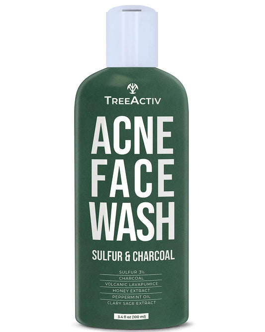AlluraOne™   TreeActiv Purifying Charcoal Acne Cleanser 3.4 oz - Honey & Sulfur Daily Face Wash