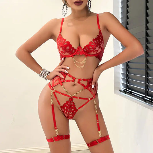 AlluraOne™  2023 Hot Selling Flame Embroidered Lingerie Set