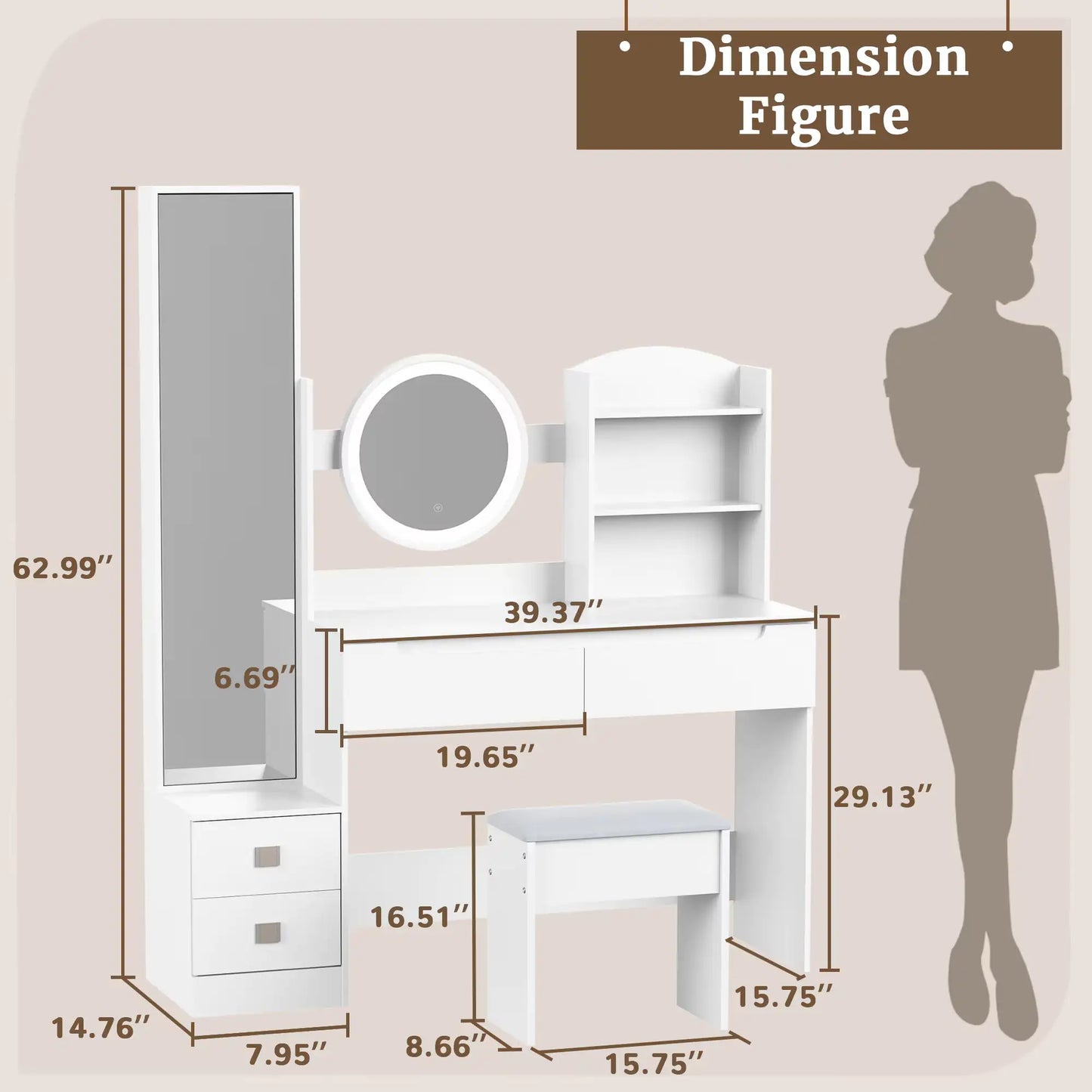 AlluraOne™   VFF Modern Bedroom Vanity Set