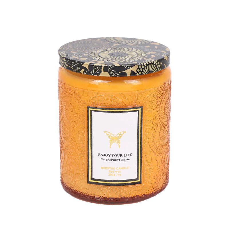 AlluraOne™   Embossed Glass Soy Aromatherapy Candles