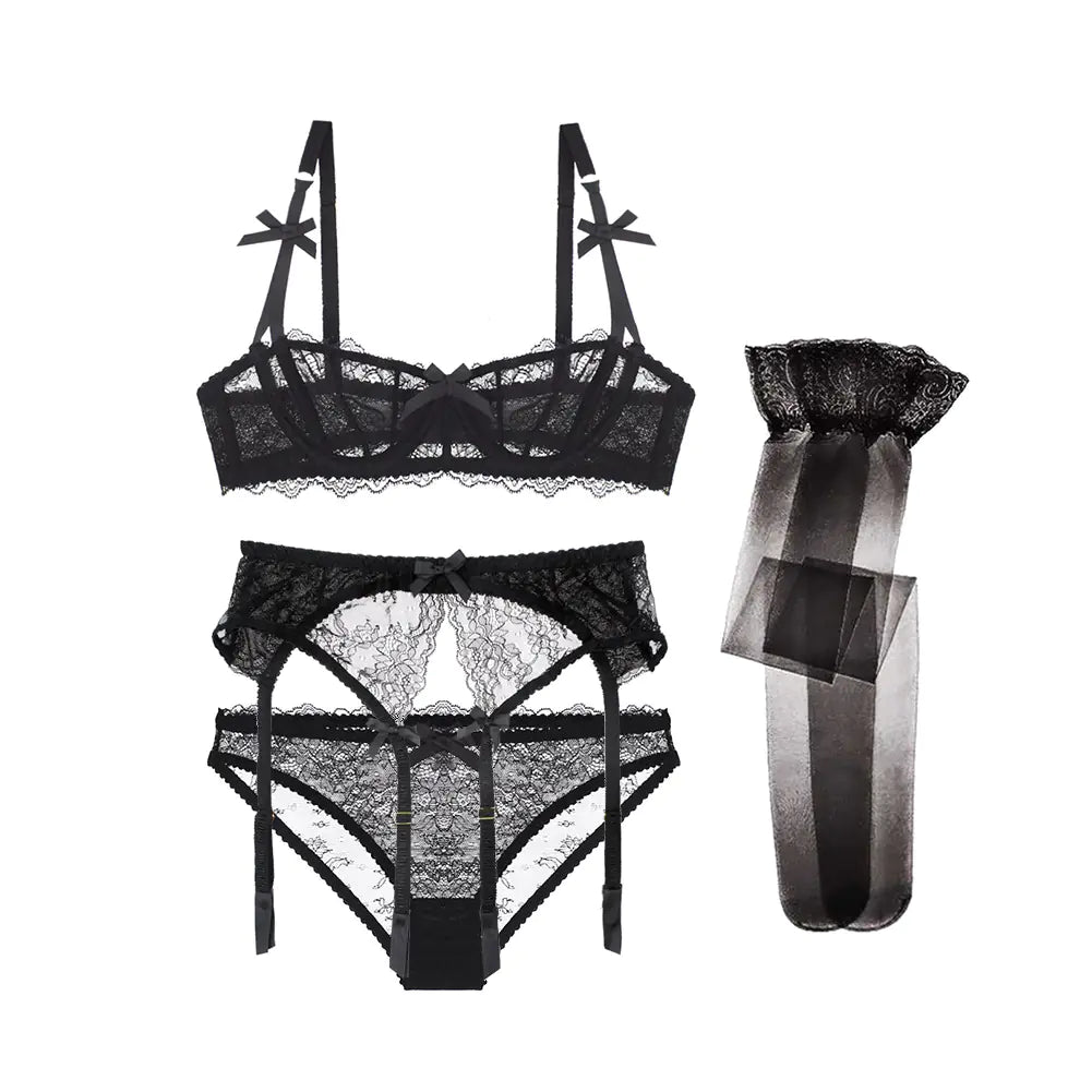 AlluraOne™   Varsbaby Lace Lingerie Set with Bra, Panties, and Stockings