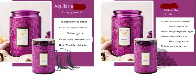 AlluraOne™   Embossed Glass Soy Aromatherapy Candles