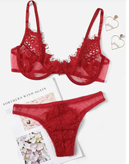 AlluraOne™   Lace Lingerie Set - Comfortable 3-Piece Women's Set