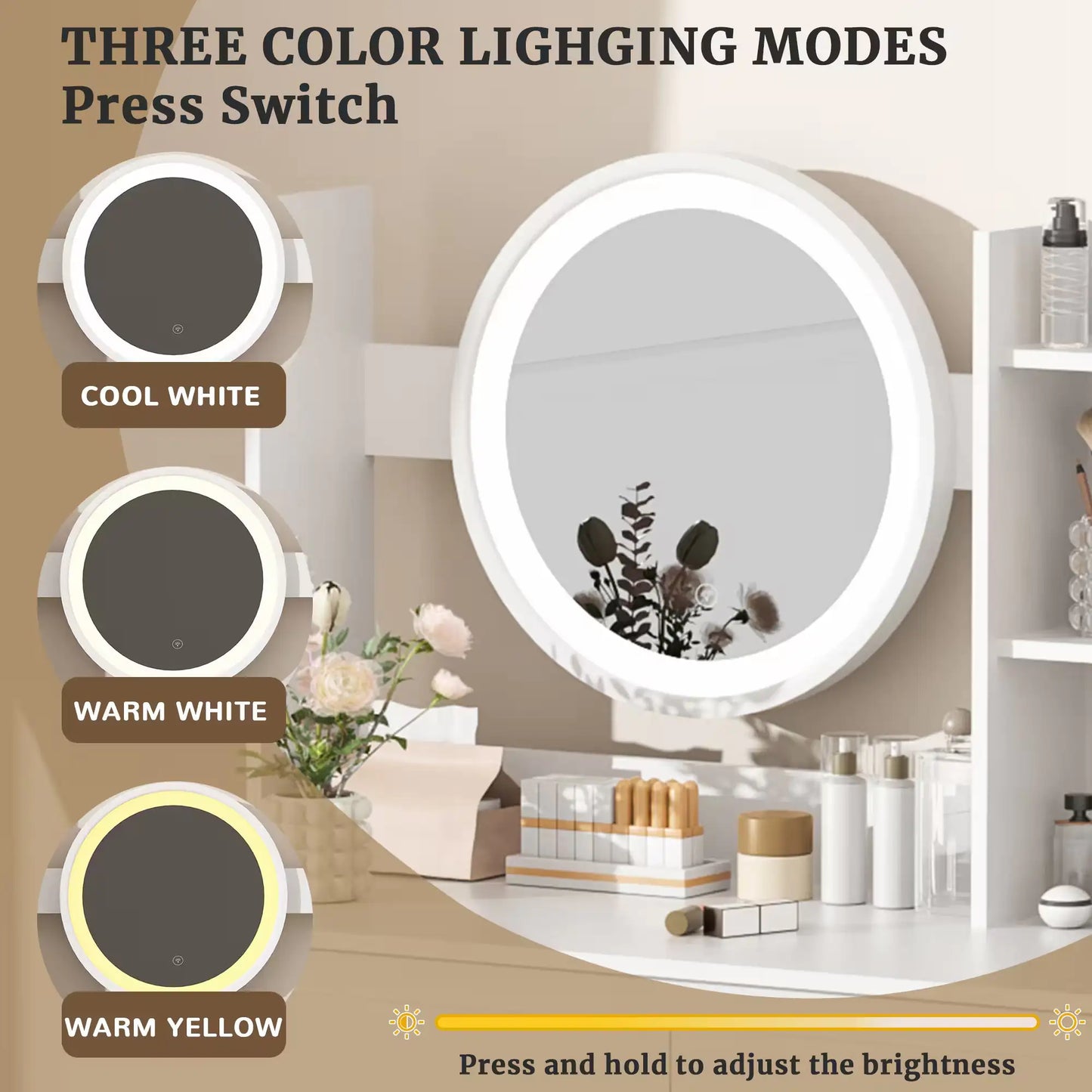 AlluraOne™   Contemporary Beauty Vanity & Mirror Set