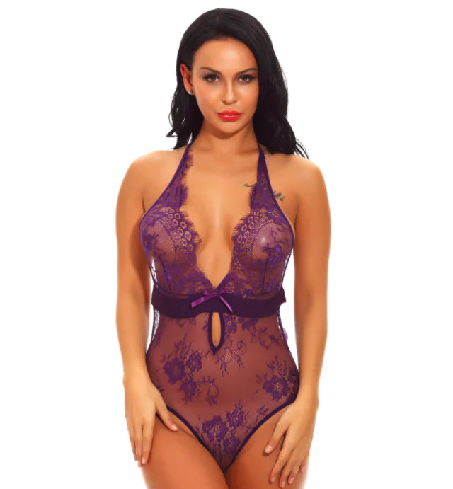 AlluraOne™   Lace Bodysuit Lingerie Sleepwear Set