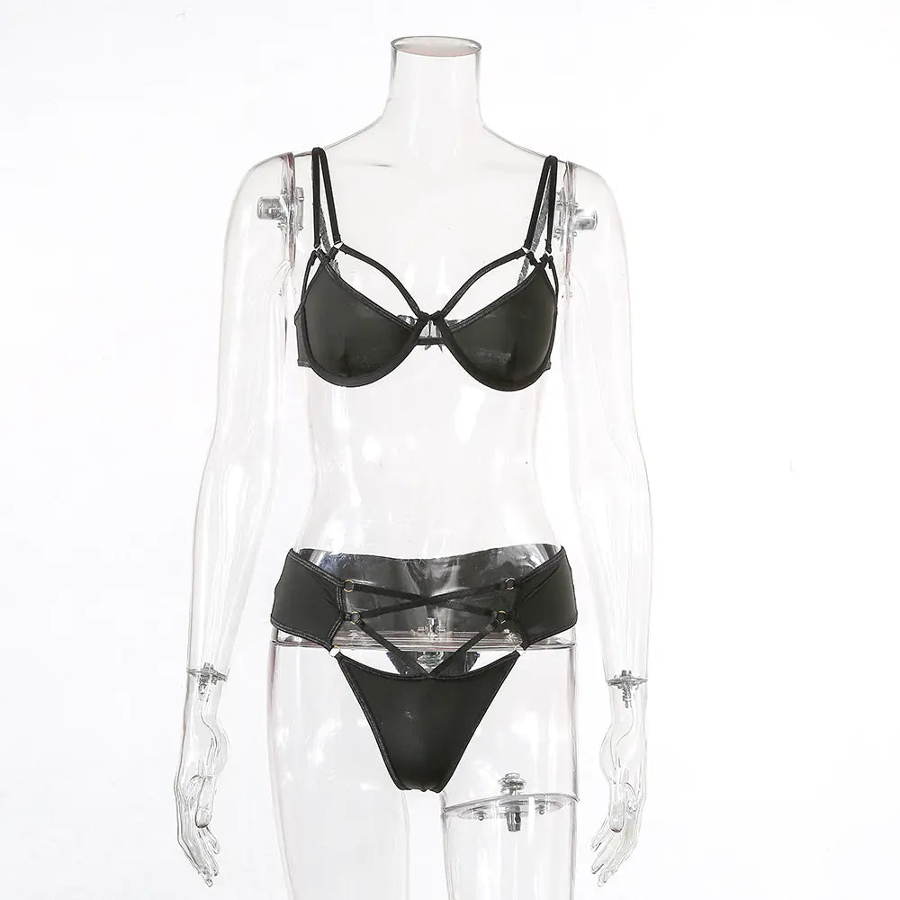 AlluraOne™   Sexy Lace Lingerie Set with Underwire and Cutouts