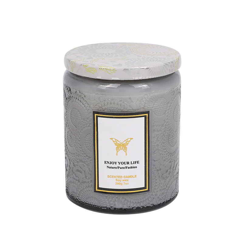 AlluraOne™   Embossed Glass Soy Aromatherapy Candles
