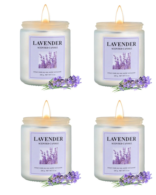 AlluraOne™   Lavender Bliss 4-Pack Scented Candle Set - 200-Hr Burn