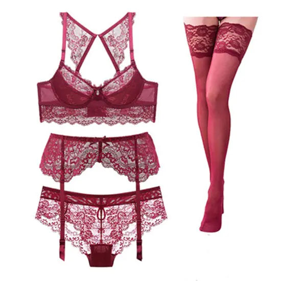 AlluraOne™ Lace Lingerie Set with Stockings for Nightclubs