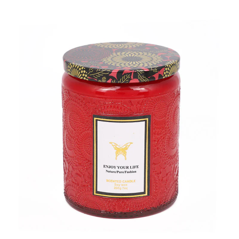 AlluraOne™   Embossed Glass Soy Aromatherapy Candles
