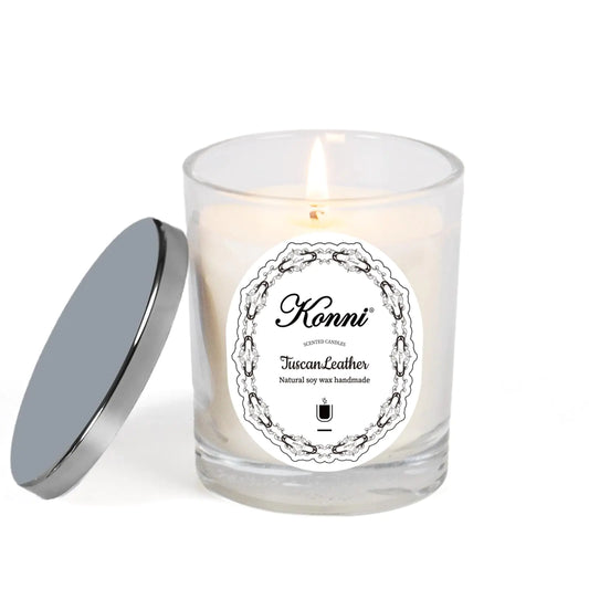 AlluraOne™   Tuscan Leather Soy Candle - Relaxing Aromatherapy 7.05 oz