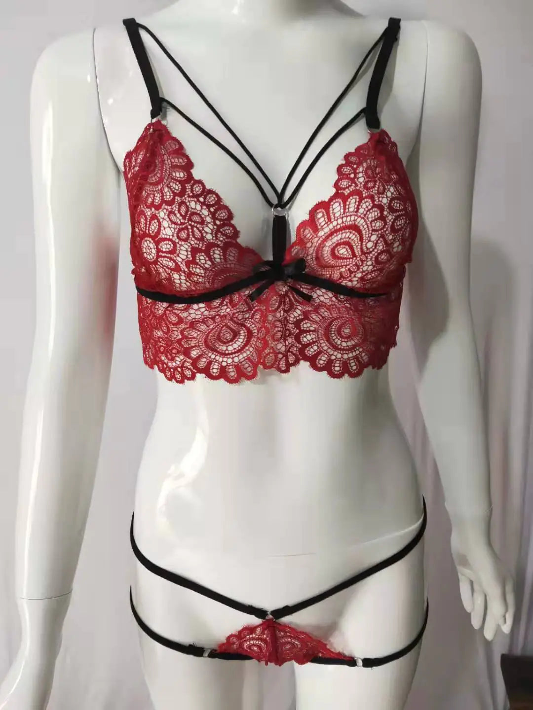 AlluraOne™   Lace Lingerie Set with Bandage and Eyelash Design