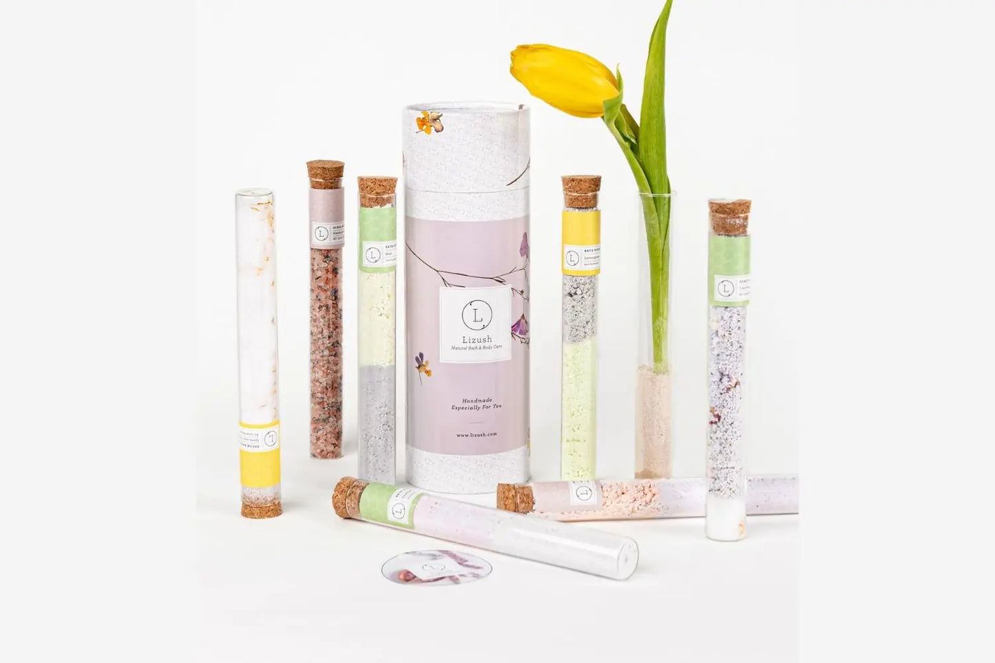 AlluraOne™   Luxury Bath Salt & Bomb Gift Set in Glass Tubes