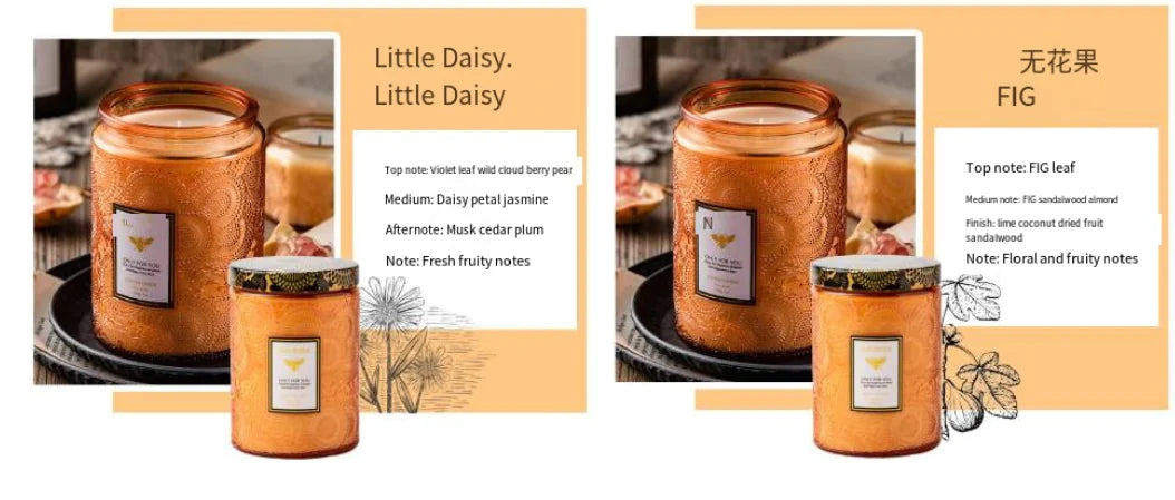 AlluraOne™   Embossed Glass Soy Aromatherapy Candles