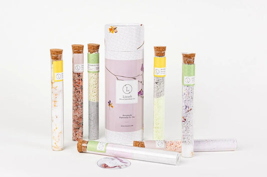 AlluraOne™   Luxury Bath Salt & Bomb Gift Set in Glass Tubes