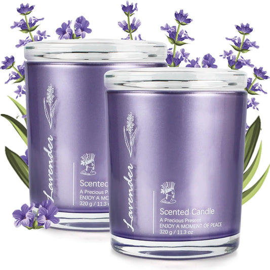 AlluraOne™   Lavender Essence Aromatherapy Candles - 23oz Twin Pack