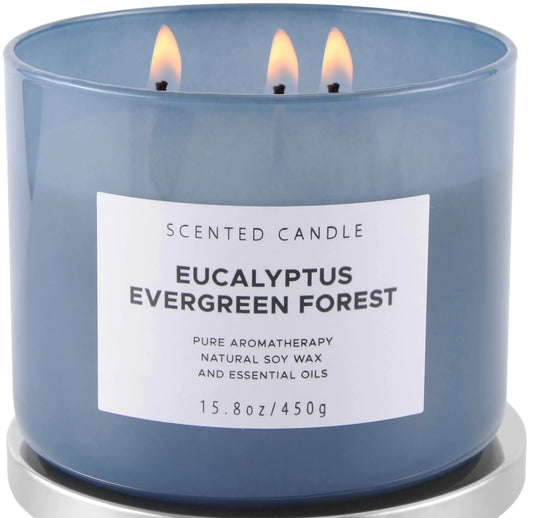 AlluraOne™   Eucalyptus Pine Forest 3-Wick Soy Candle | Unisex Home Scent 15.8 oz